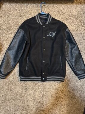 Louis Vuitton Black Varsity Bomber Jacket with Embossed Sleeves